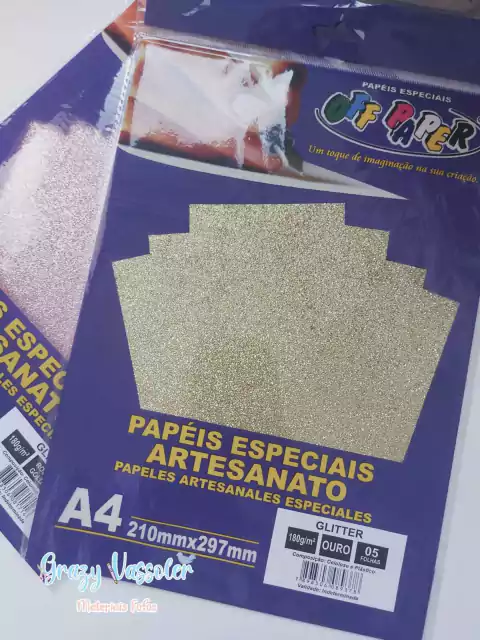 Papel Glitter - 5 folhas