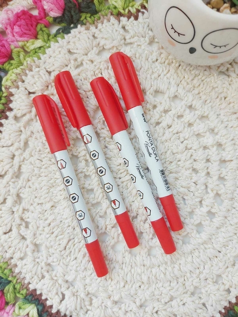 MARCADOR PERMANENTE PONTA DUPLA VERMELHO