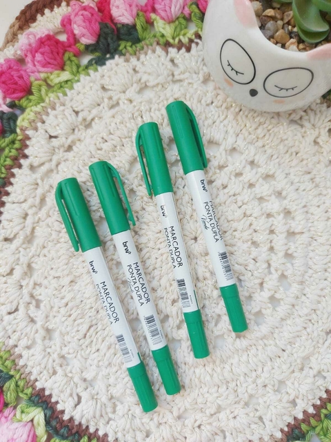MARCADOR PERMANENTE PONTA DUPLA VERDE