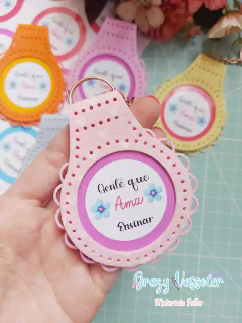 Arte para chaveiro Redondo Dia dos Professores