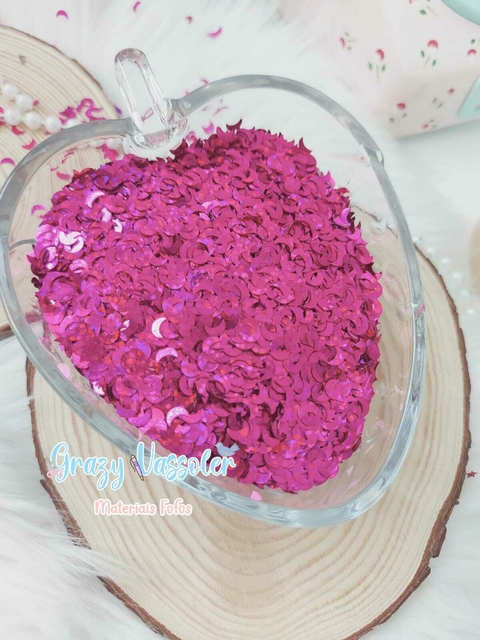 Lantejoula Meia Lua Pink - 15 gramas