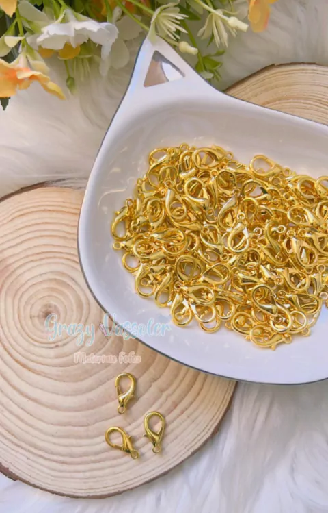 Fecho Lagosta 18mm - Dourado com 10 unidades