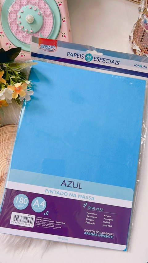 Papel Especial A4 180gr - Azul - 10fls