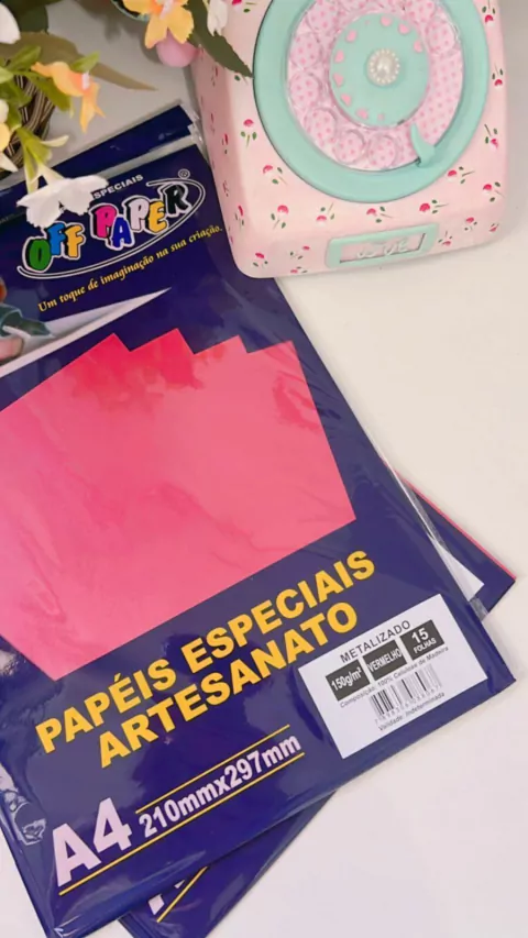 Papel Metalizado 150g A4 Off Paper Vermelho- 15fls