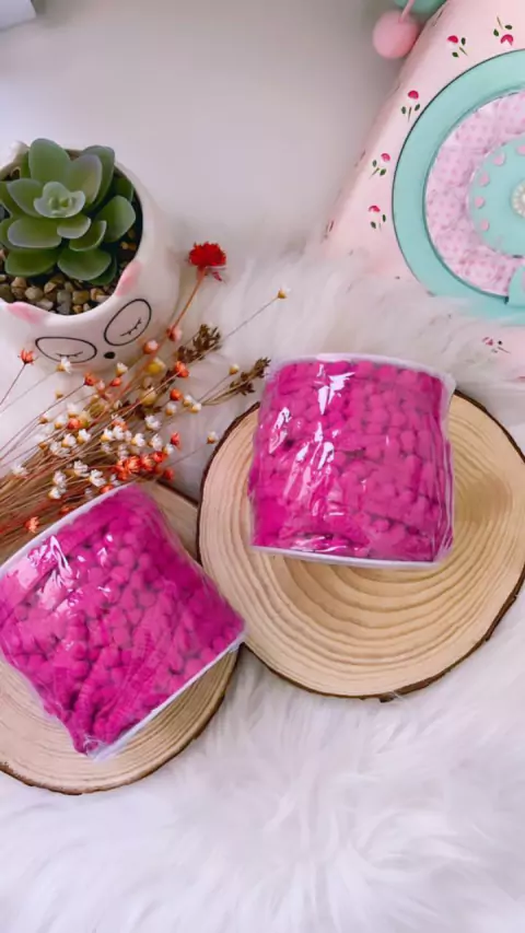 Fita POMPOM Grelot 6mm Pink - rolo com 9 metros