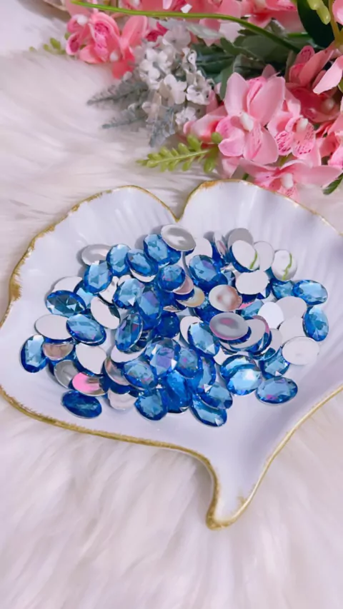 Chaton Oval 13x18mm Azul Claro - 10 unidades