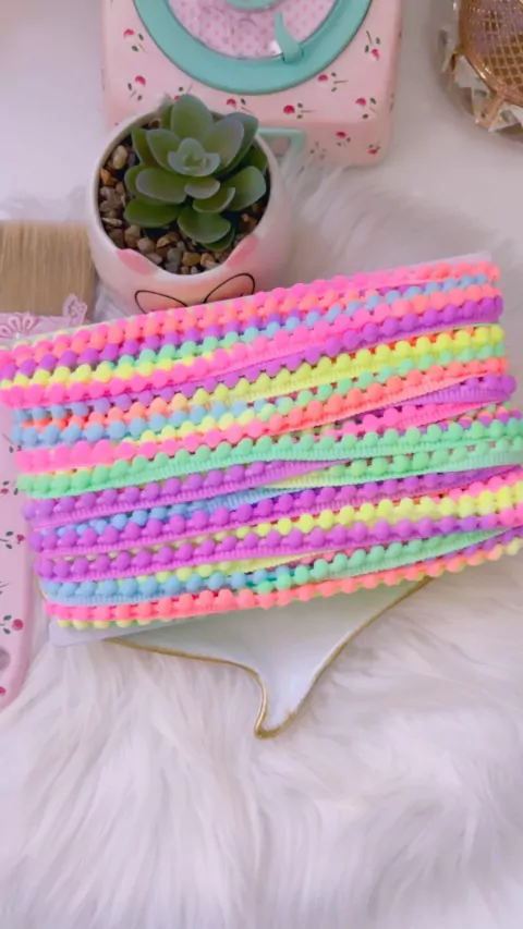 FITA POM POM GRELOT 10MM - 2 METROS Arco Irís