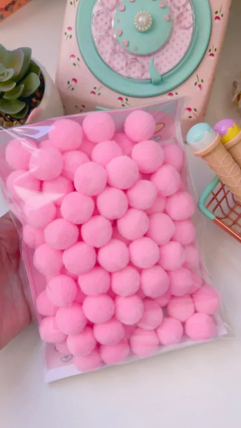 Combo de Pompom Rosa 20mm - 100 unidades