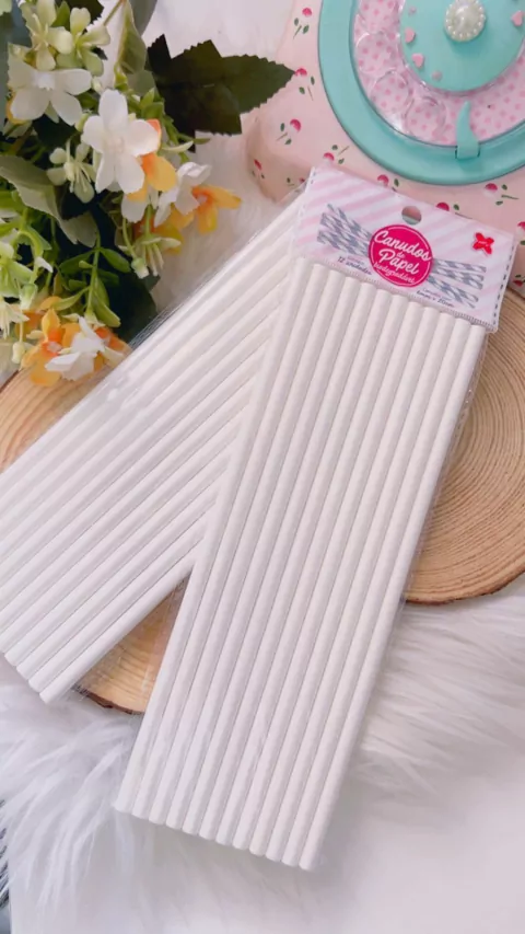 CANUDO DE PAPEL Branco 6MMX200MM - 12 UNIDADES - MAKE MAIS