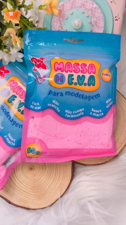 Massa de E.v.a Rosa Make+ 50gr