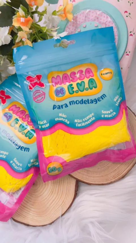 Massa de E.v.a Amarelo Make+ 50gr