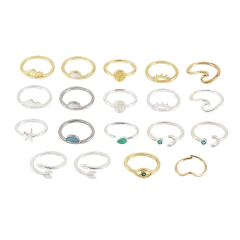 Imagem do Conjunto de Anéis Prateados e Dourados Cely Super Tendência.