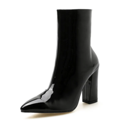 Bota Estilo Couro metalizado Salto alto Quadrado Ashiley. - Clube das Coisas - Tudo para Você ficar mais Linda e Sexy
