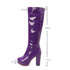 Bota Elizabeth altura do joelho salto plataforma quadrado alto. - comprar online