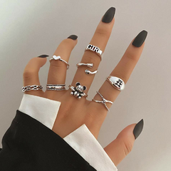 Conjunto de Anéis Prateados Amber Super Tendência, Kit de Anéis Blogueirinhas. - comprar online