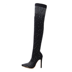 Bota Fashion de Tecido com Stass, Bota estilo Meia calça de Strass, Botas Day.