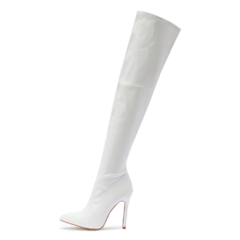 Imagem do Bota de Couro Salto Fino, Bota de Couro Brilhante Salto Fino Feminina Charlote.