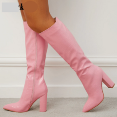 Bota de couro Fashion Salto Alto Serpentina de zíper. - comprar online