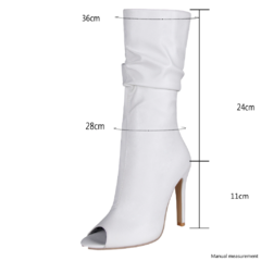 Bota Branca Luxo Modelo Peep Toe, Bota Branca de Salto Alto, Bota Mary. - Clube das Coisas - Tudo para Você ficar mais Linda e Sexy