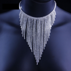 Colar com Fios em Strass para Casamento, Colar Megui Gargantinha de Strass. - Clube das Coisas - Tudo para Você ficar mais Linda e Sexy