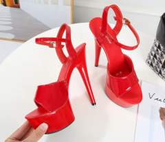 Sandália de salto alto com fecho de fivela, Sandália de salto fino, Sandália plataforma Eva. - comprar online