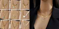 Colar Multicamada de Aço Inoxidável dourado, Colar multicamada Trinity.