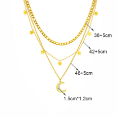 Colar Multicamada de Aço Inoxidável dourado, Colar multicamada Trinity. - Clube das Coisas - Tudo para Você ficar mais Linda e Sexy