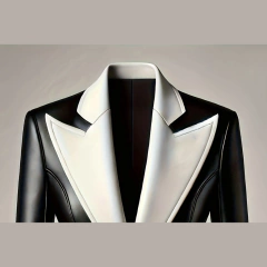 Blazer de Couro PU Ursime Formal Contrastante com Lapela e Pala Black Elegante na internet