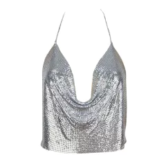 Top Cropped com Lantejoulas e Strass Gola V Profunda sensual Baby. - loja online