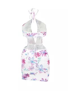 Vestido curto colado com babado decotado Alice. - comprar online