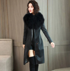 Sobretudo de Couro Sobretudo de Inverno Feminino, Casaco de Couro Longo - comprar online