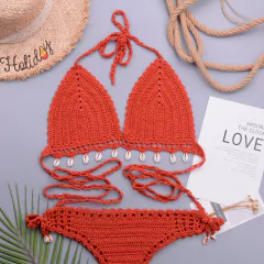 Conjunto de Biquíni Concha de Crochê com Corla, Biquíni sexy Cassya. - loja online
