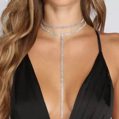 Colar com Fios em Strass para Casamento, Colar Megui Gargantinha de Strass. - loja online