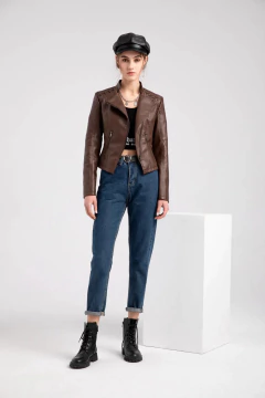 Jaqueta de Couro Estilo Motociclista Angel.