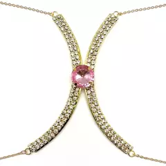 Colar de Corpo Body Chain Blogueira Verão Luxo Cristal Verde Madison. na internet