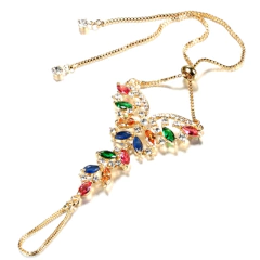 Pulseira com Anel Junto Estilo Jade O Clone com Pedras de Zircônia. - loja online