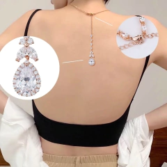 Colar para Decote Costas Nuas com Gota de Zircônia, Colar Body Chain Tay.