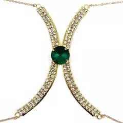 Colar de Corpo Body Chain Blogueira Verão Luxo Cristal Verde Madison. - Clube das Coisas - Tudo para Você ficar mais Linda e Sexy