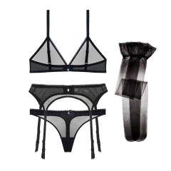 Imagem do Conjunto Lingerie Juliette Feminina Sexy transparente.