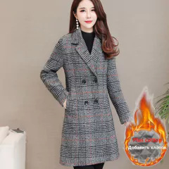 Casaco Xadrez de Lã Feminino Sobretudo Tamanho Médio Sandy. na internet