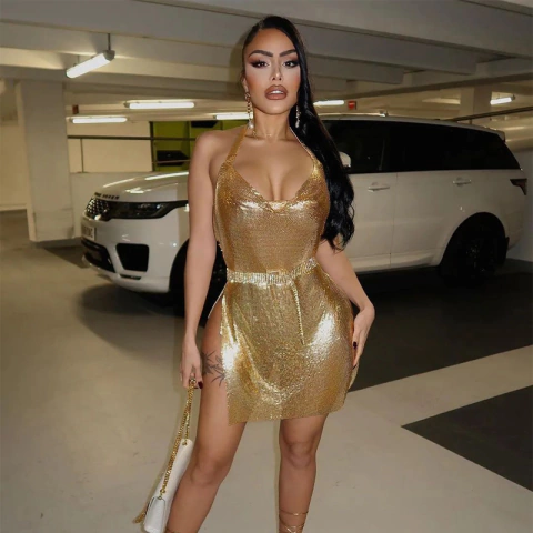 Lingerie Vestido com fenda profunda Sexy Costas Nuas, Roupa Erótica Ashiley.