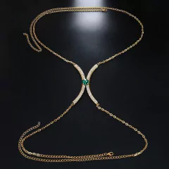 Colar de Corpo com Pedras Coloridas de Strass Body Chain Blogueira Luxo Sexy. na internet