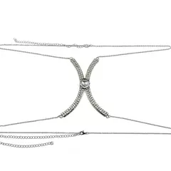 Imagem do Colar de Corpo Body Chain Blogueira Verão Luxo Cristal Verde Madison.