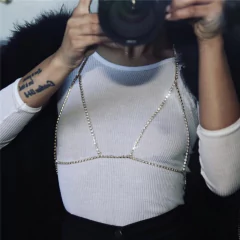 Colar body chain de strass, Sutiã joia de corpo de strass Elena. - loja online