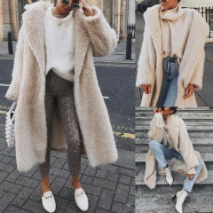 Casaco Longo de Pelúcia, Sobretudo Feminino de Lã de Cordeiro Destiny. na internet