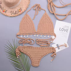 Conjunto de Biquíni Concha de Crochê com Corla, Biquíni sexy Cassya. na internet