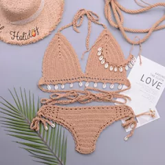 Conjunto de Biquíni Concha de Crochê com Corla, Biquíni sexy Cassya. - Clube das Coisas - Tudo para Você ficar mais Linda e Sexy