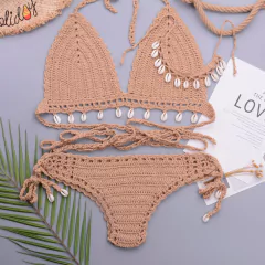 Conjunto de Biquíni Concha de Crochê com Corla, Biquíni sexy Cassya. - loja online
