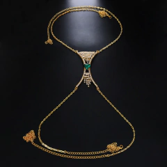 Colar de Corpo Body Chain Pam com Coração Blogueiras e Artistas Sexy Corrente Corpo.