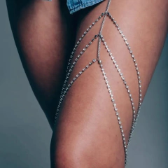 Imagem do Corrente de Perna com Strass Ajustável, Joia Sexy de Corpo Sil.
